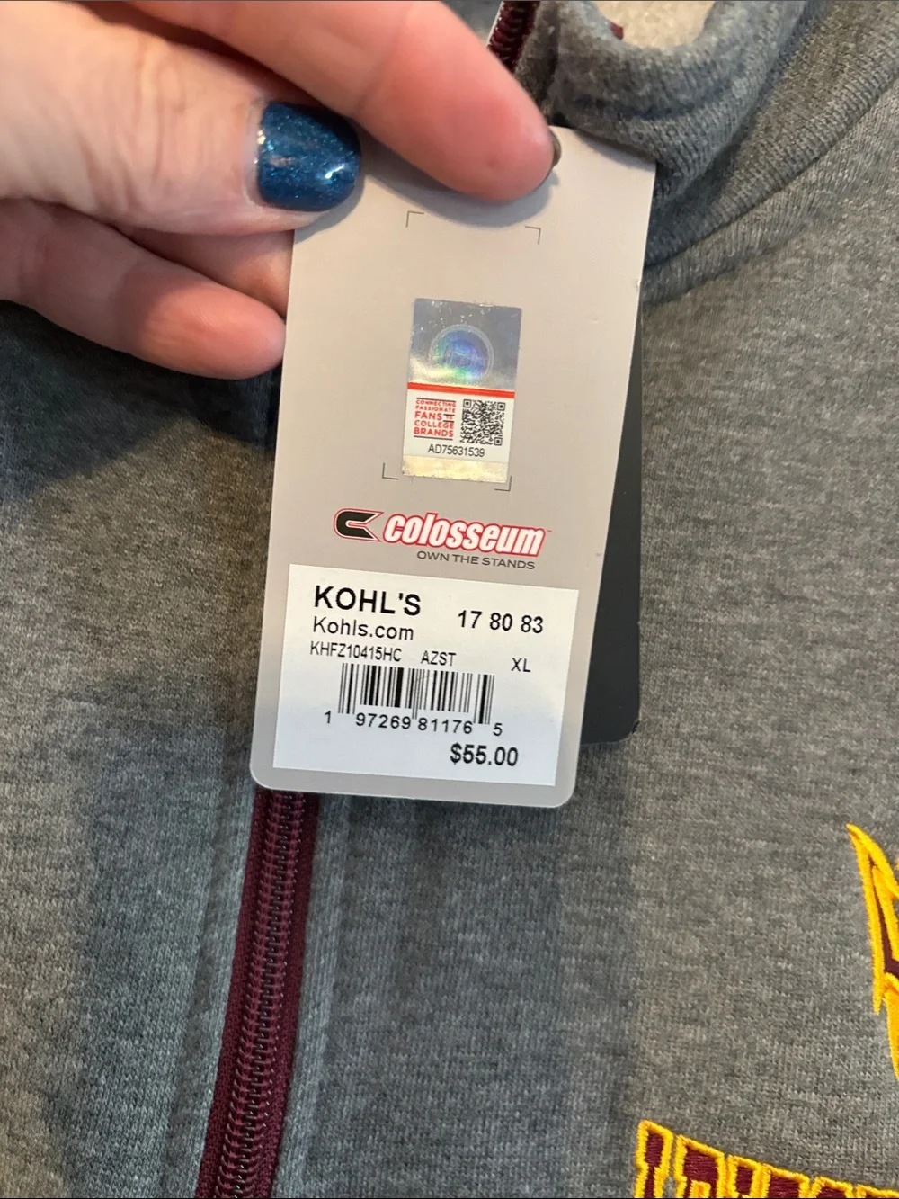 Colosseum Gray Quarter-Zip Pullover with Maroon Zipper and Gold Logo